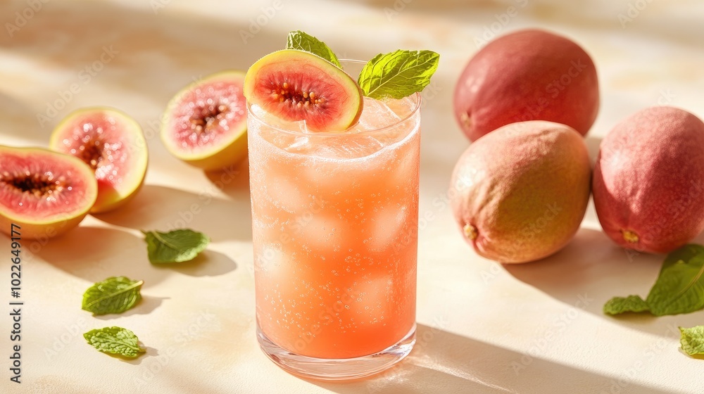 Refreshing Guava Drink with Fresh Fruits and Mint Refreshing Guava Drink with Fresh Fruits and Mint