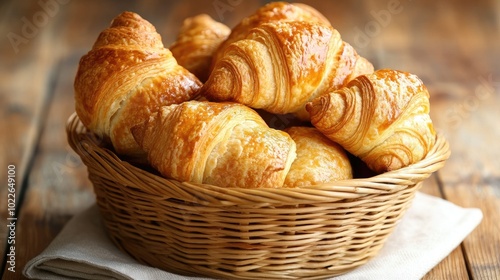 Freshly Baked Croissants in a Stylish Basket