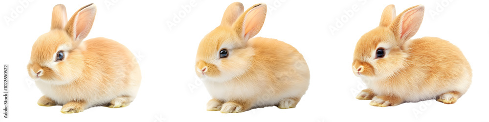Little bunny with soft fur, isolated on transparent background