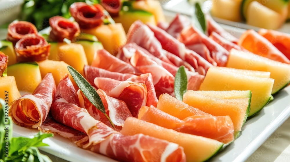 Delicious Assorted Charcuterie and Melon Platter Delicious Assorted Charcuterie and Melon Platter