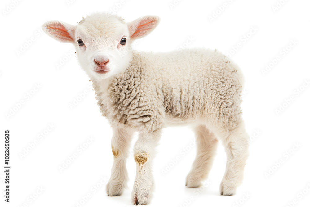  Small cute lamb, isolated on white background