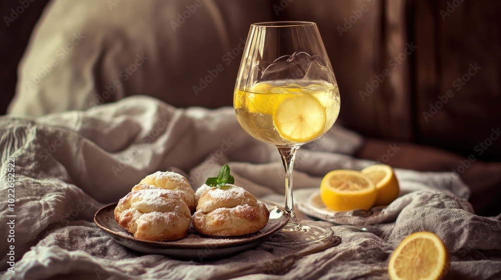 Refreshing Drink and Sweet Pastry Delight Refreshing Drink and Sweet Pastry Delight