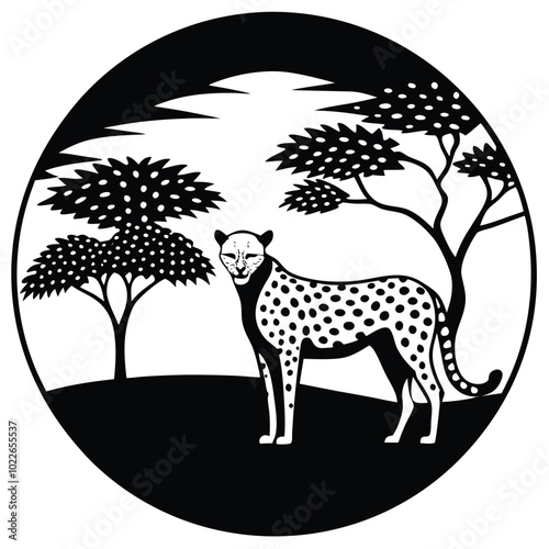 Wallpaper Mural African savannah scene in black and white Torontodigital.ca