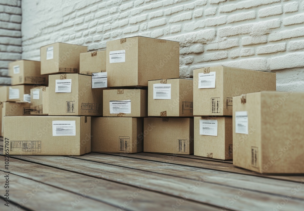 Cardboard Boxes Stacked. Cardboard Boxes Stacked.