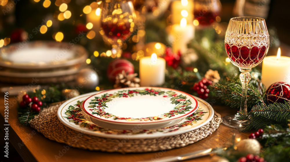 Elegant Christmas Table Setting with Decor Elegant Christmas Table Setting with Decor