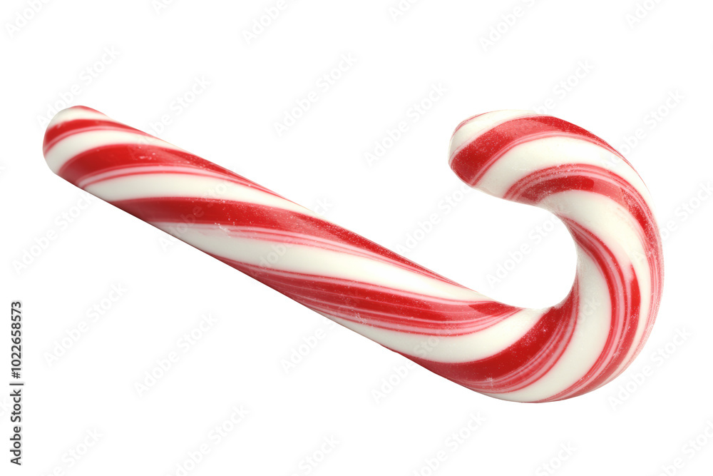 Red and white stripe candy cane. Transparent background.