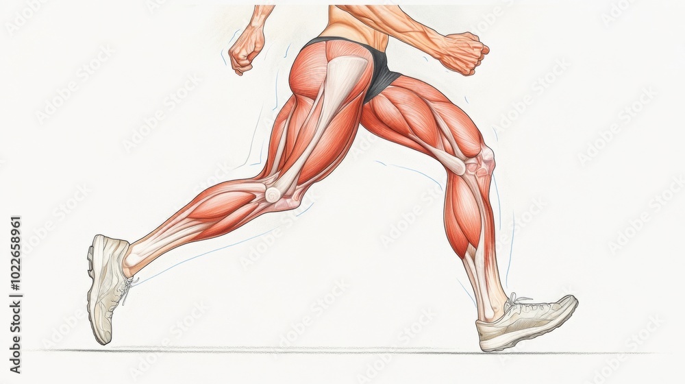 Fototapeta premium Muscular Athletic Runner in Motion Showcasing Powerful Physique and Energy