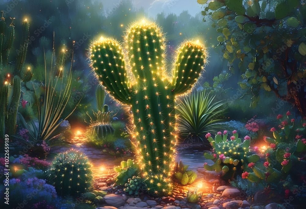Fototapeta premium cactus glowing