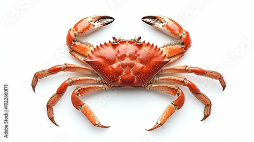 A Detailed Close-Up of a Red Crab with Its Claws Extended