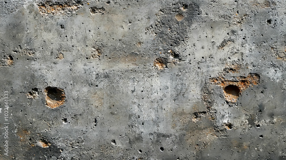 Weathered Concrete Wall with Holes and Patches Weathered Concrete Wall with Holes and Patches