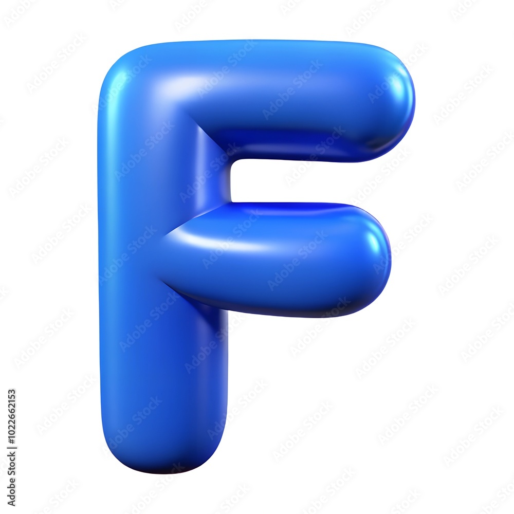 Blue letter F balloon 3D render icon isolated on white background Blue letter F balloon 3D render icon isolated on white background