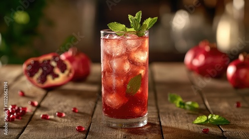 Wallpaper Mural Refreshing Pomegranate Drink with Mint Garnish Torontodigital.ca