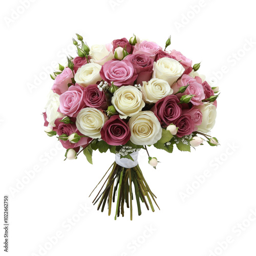Elegant White and Pink Rose Bouquet