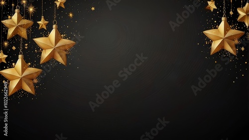 Merry Christmas background design Goldeen balls and gifts photo