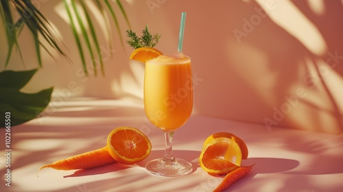 Refreshing Orange Carrot Smoothie in Glass