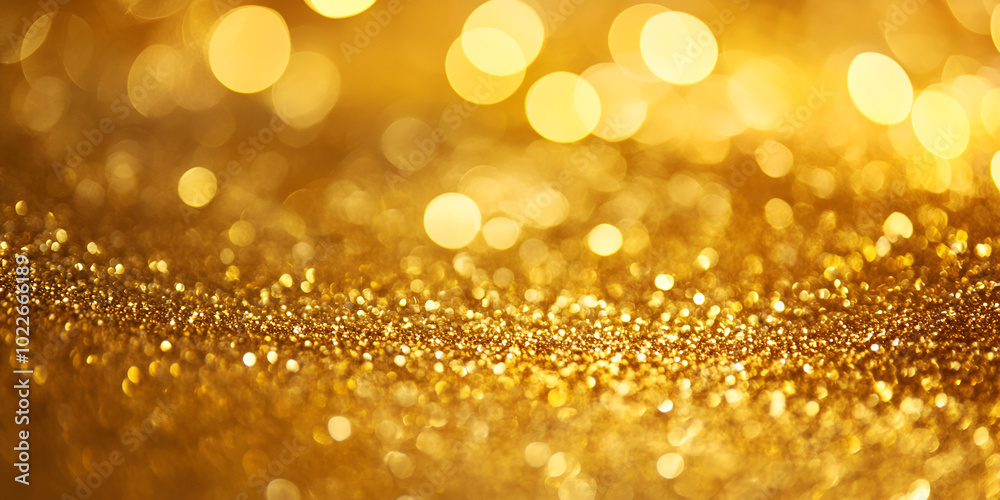 Golden Bokeh Light Background with Sparkling Effect
