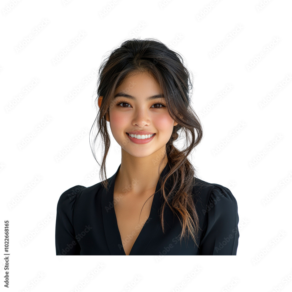 Portrait of a Smiling Asian Woman with Long Hair Portrait of a Smiling Asian Woman with Long Hair