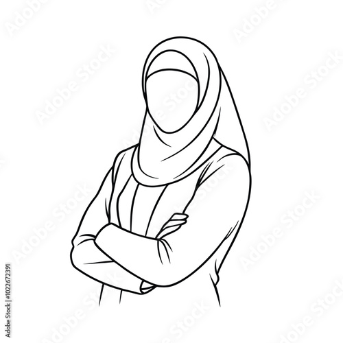 Businesswoman in hijab standing confidently with crossed arms