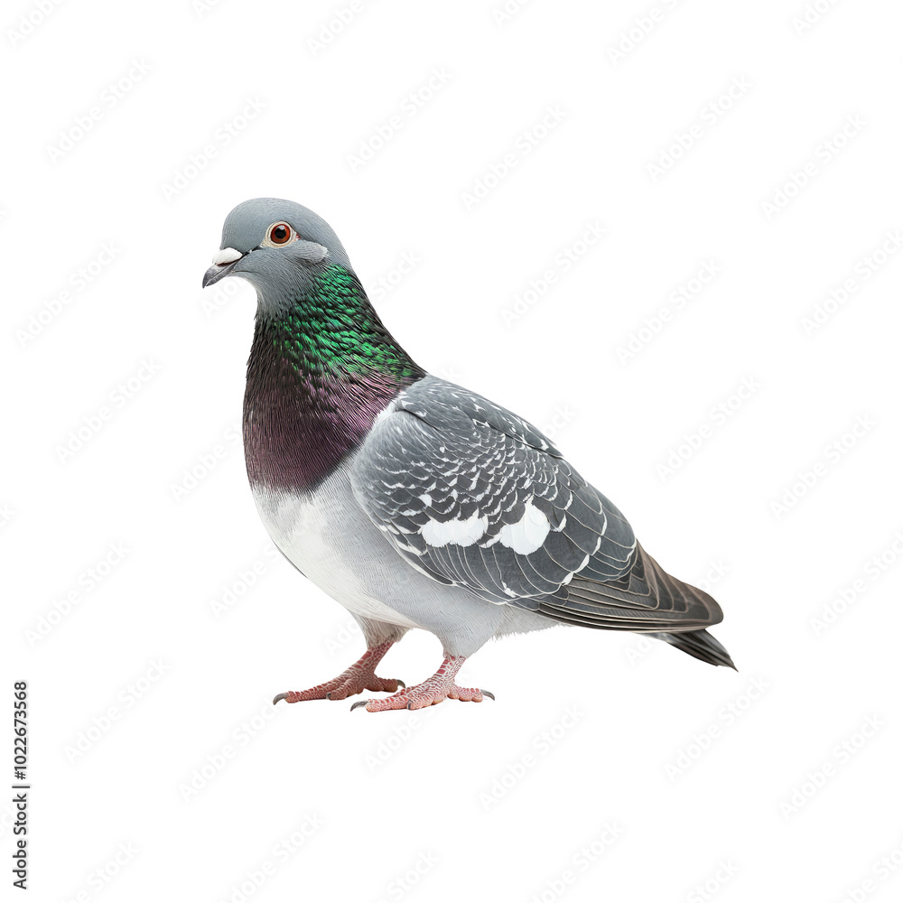 Pigeon Standing on White Background Pigeon Standing on White Background