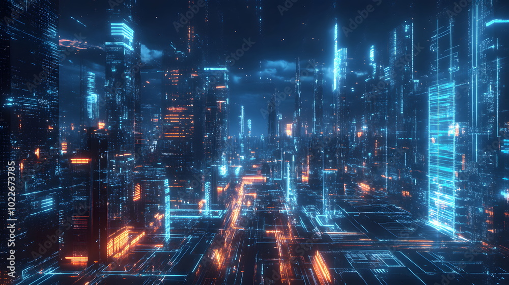 Futuristic Cityscape with Towering Structures Futuristic Cityscape with Towering Structures