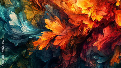 Abstract background with swirling vibrant colors in blue, green, yellow, orange, and red.