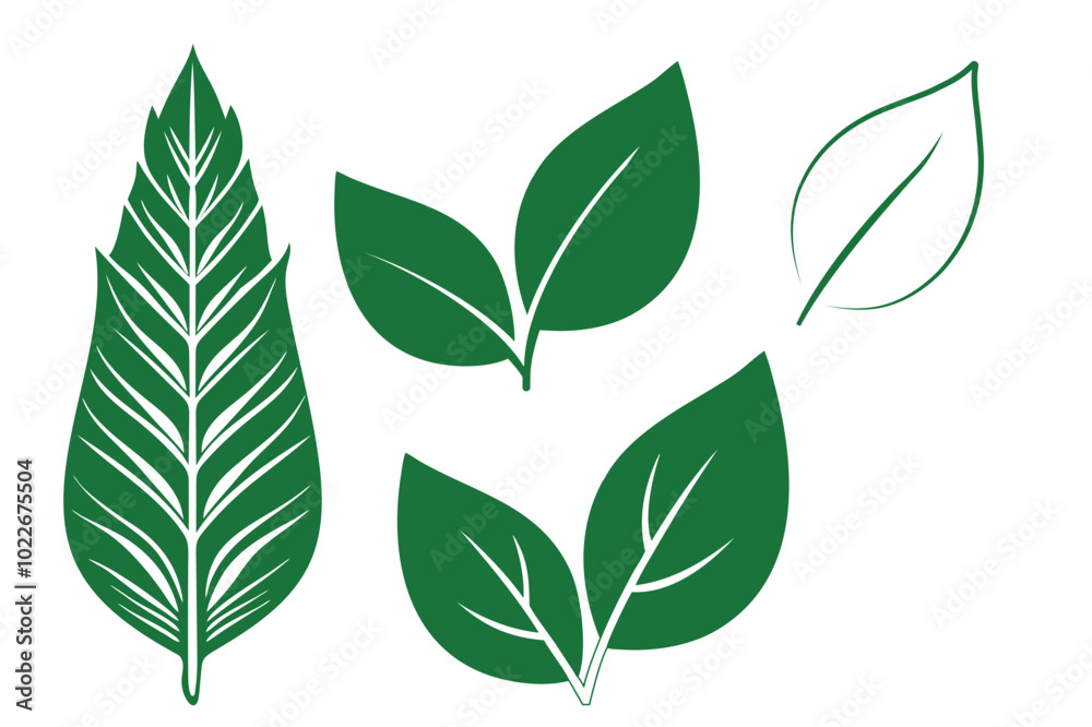 Green leaves collection. Green leaf icons. Green leaves collection. Green leaf icons.