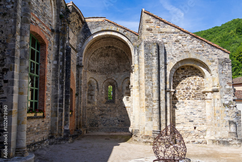 Burlats, France. 05-28-2024. Remains of a ruined church in Burlats. Tarn. Occitanie. France photo