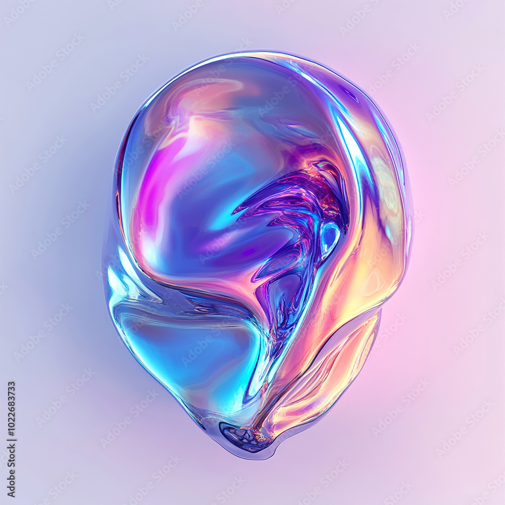 3D Holo Abstract Shape in Futuristic Environment with Holographic Elements 3D Holo Abstract Shape in Futuristic Environment with Holographic Elements