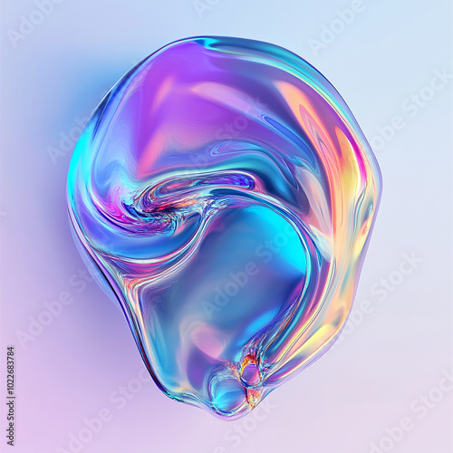 3D Holo Abstract Shape in Futuristic Environment with Holographic Elements"