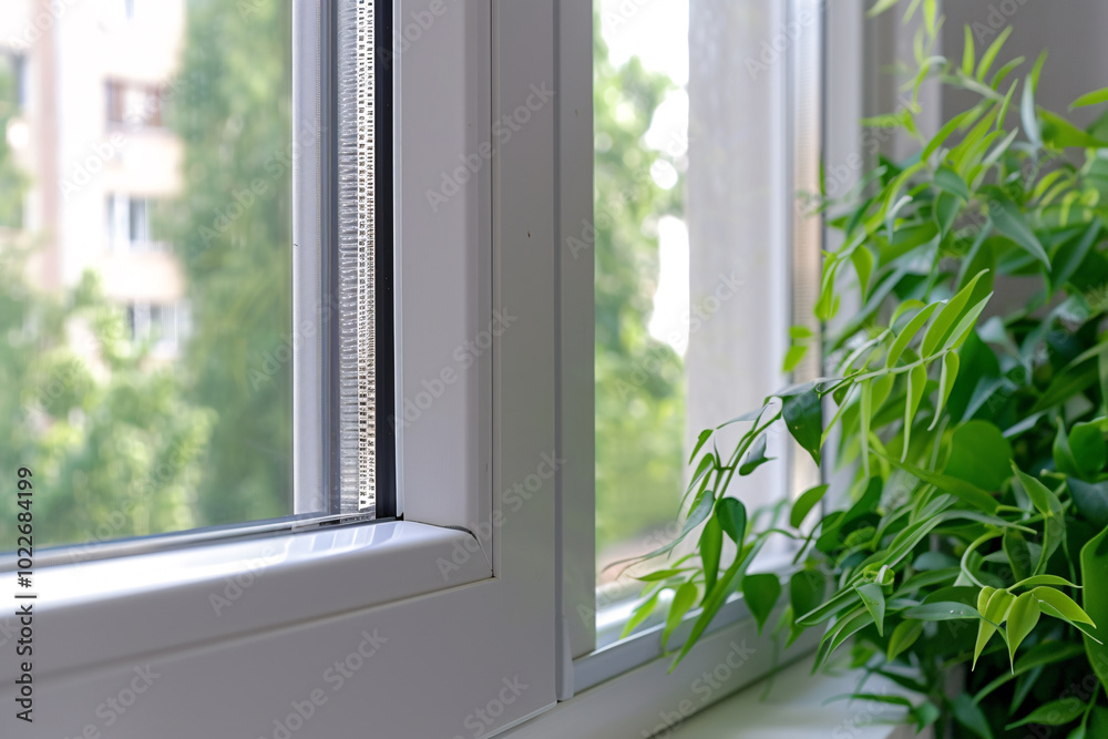 Obraz premium close up of pvc window frame