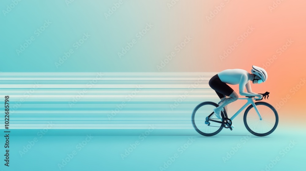 Fototapeta premium An illustration depicting a cyclist in motion, highlighting the importance of aerodynamics and proper positioning for optimal performance.
