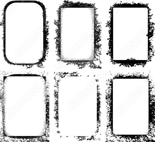 Wallpaper Mural a set of four square frames with grunge paint, four black and white grunge frames with a square in the middle,  four square frames with grunge texture vector,  black and white frame set, set of frames Torontodigital.ca