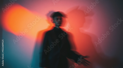 Abstract image of a person in neon lighting
