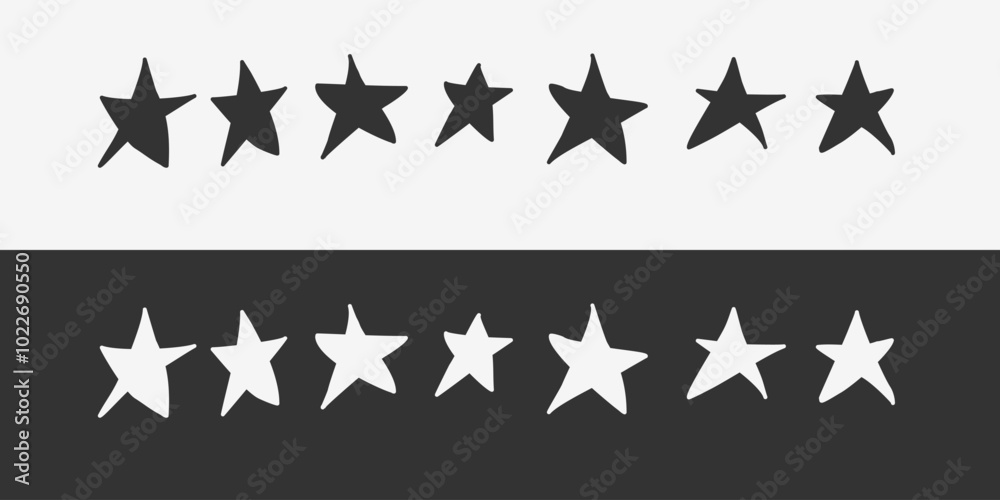 The images of the star are specially drawn in the form of doodles. Drawing with a computer mouse. A set of elements. The images of the star are specially drawn in the form of doodles. Drawing with a computer mouse. A set of elements.