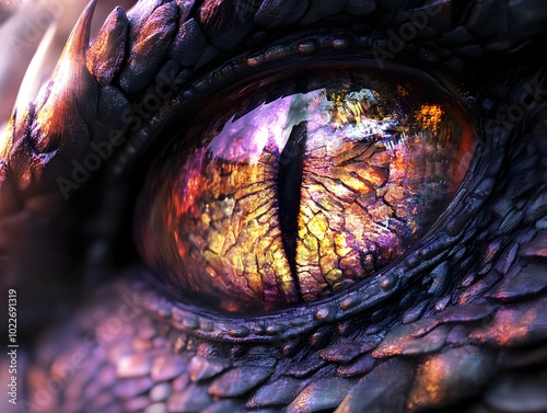 Hyper Detailed Digital Painting of a Fierce Dragon s Eye with Captivating Reflections