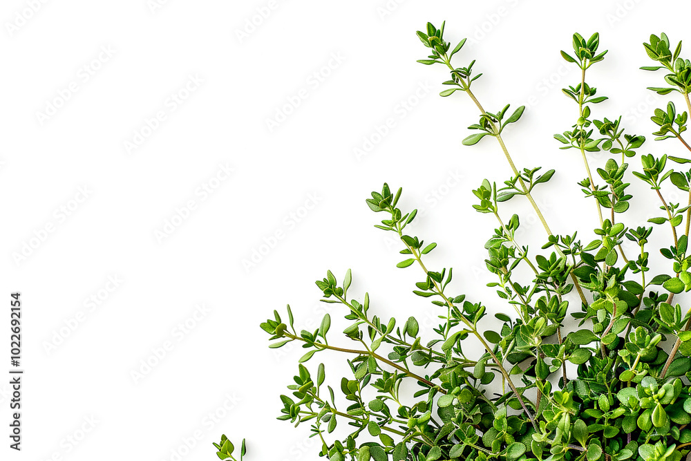 Obraz premium Aromatic thyme isolated on white background. Fresh herbs concept.