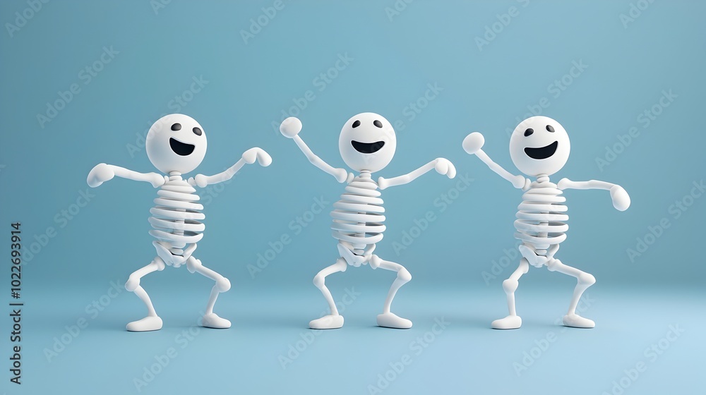 Obraz premium Playful Cartoon 3D Spine Performing Quirky and Fun Dance Movements