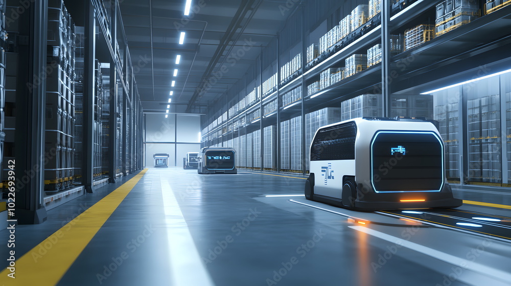 Futuristic AI-Driven Logistics Center