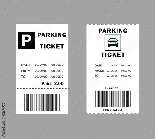 Parking Ticket, parking receipt mouck up for web and app. Vector illustration