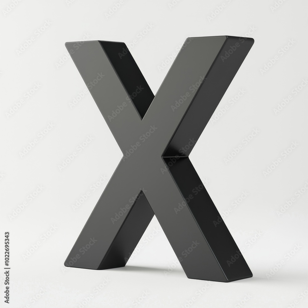 An artistic representation of a bold black letter X, showcasing modern design principles against a minimalist backdrop of soft hues. An artistic representation of a bold black letter X, showcasing modern design principles against a minimalist backdrop of soft hues.
