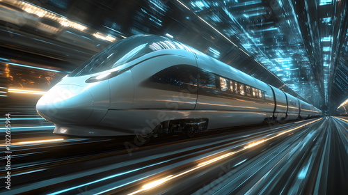 High-Speed Electric Train in Motion