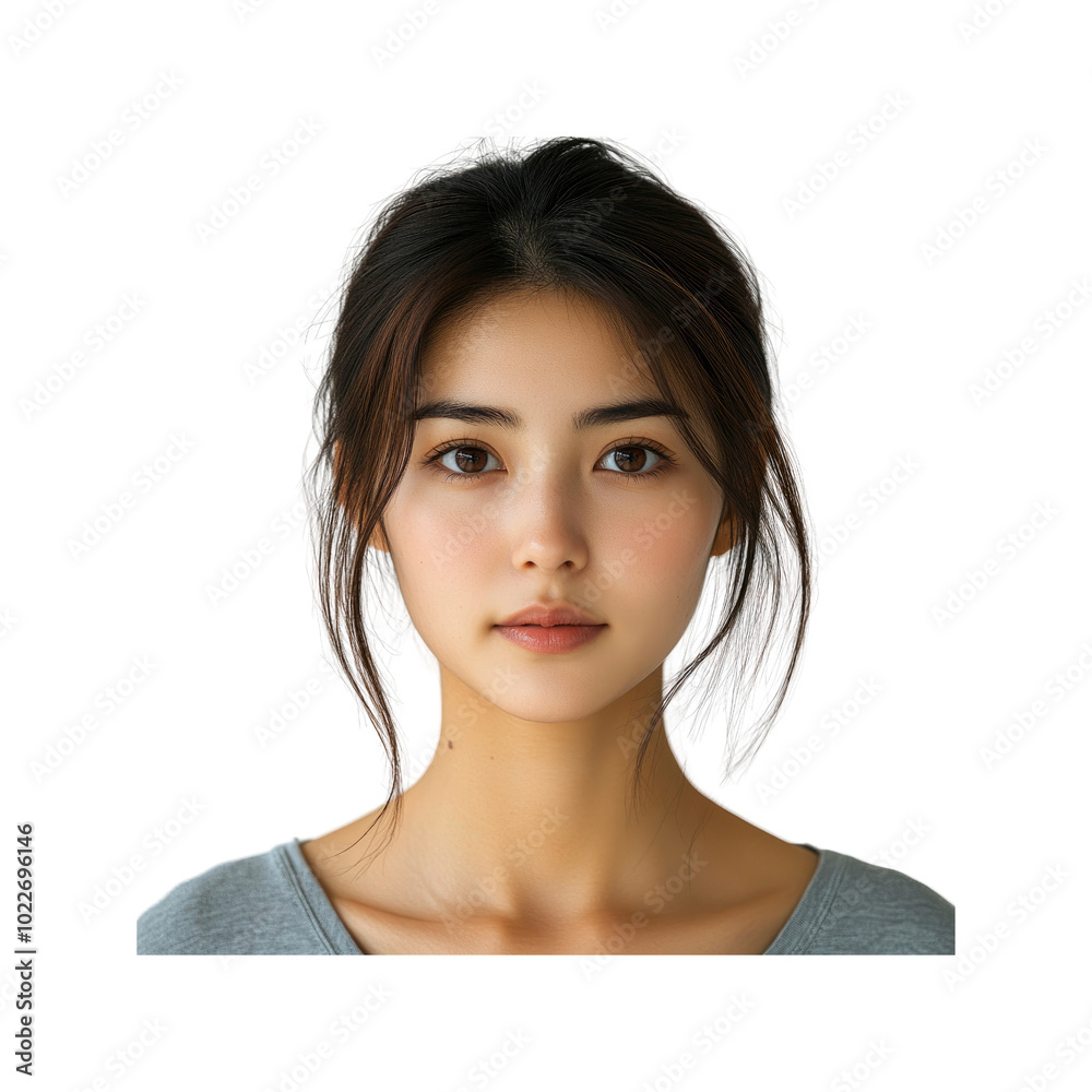 Portrait of a Young Woman with a Neutral Expression Portrait of a Young Woman with a Neutral Expression