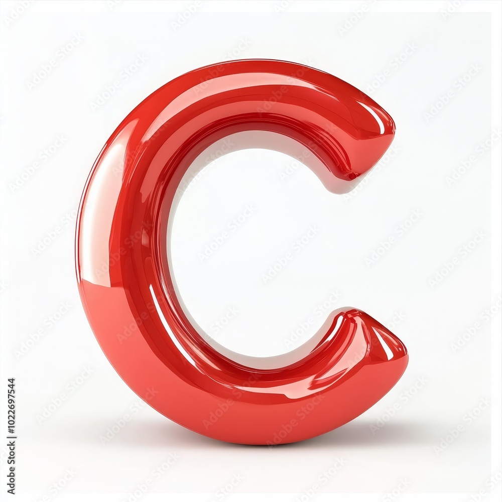 A Bold, Glossy Red Letter C Amidst a Clean Background: Captivating Minimalism in Modern Design A Bold, Glossy Red Letter C Amidst a Clean Background: Captivating Minimalism in Modern Design