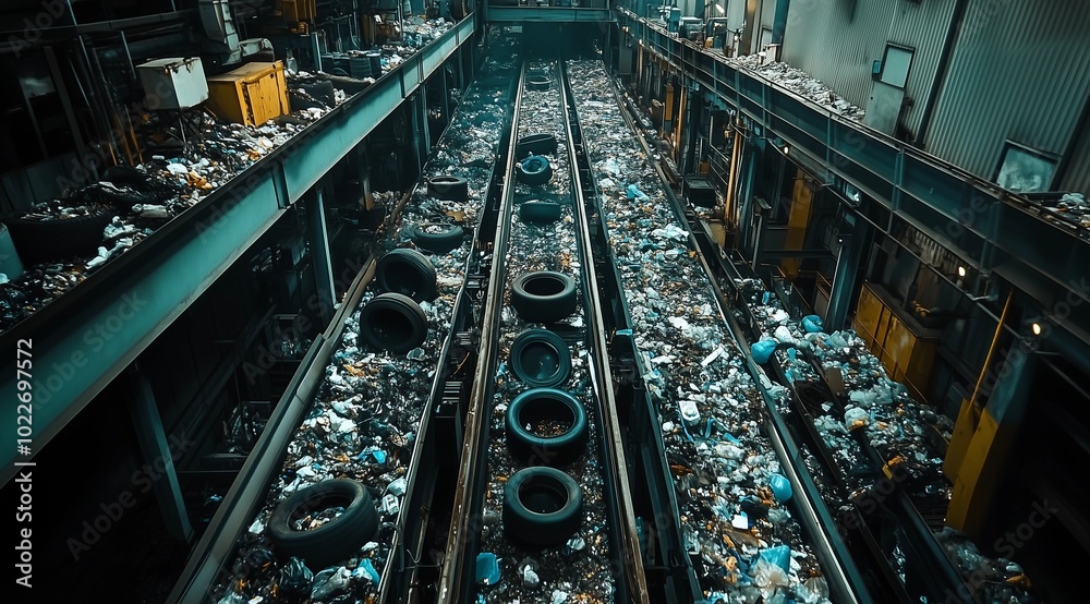 Fototapeta premium Waste Landfill and Garbage Management - Environmental Impact of Trash Disposal, Recycling, and Waste Management Solutions for Sustainable Practices