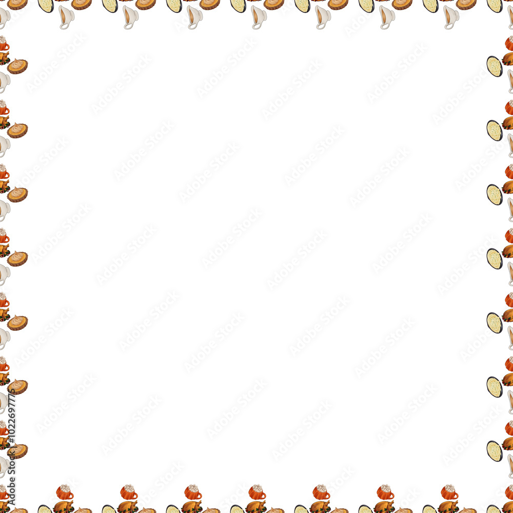 Obraz premium thanksgiving traditional food pattern illustration on transparent background