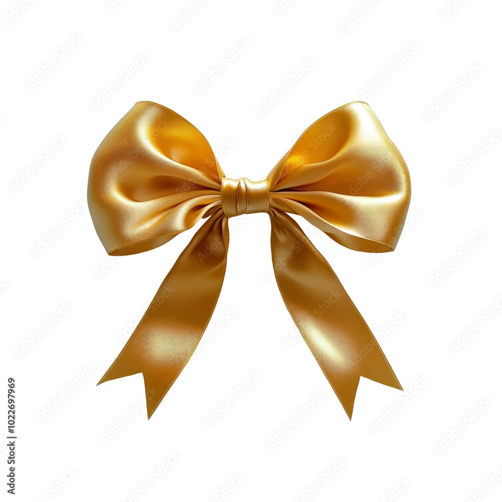 Golden Satin Bow on White Background Golden Satin Bow on White Background