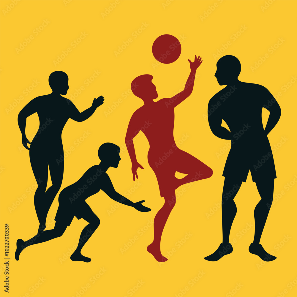Man silhouette football playing vector illustration Man silhouette football playing vector illustration