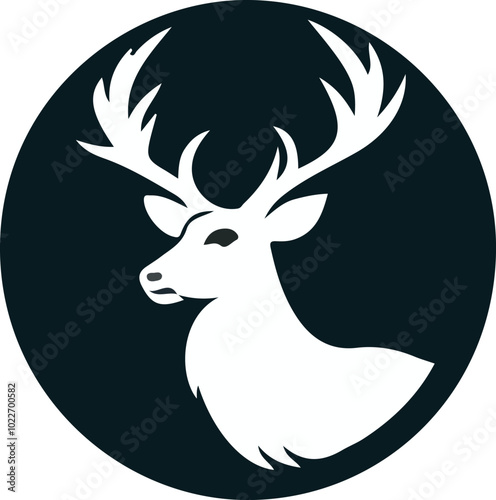 Elegant Deer Silhouette Logo – Minimal White Deer on White Background