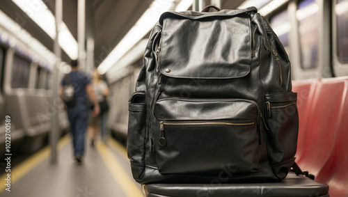 Abandoned Backpack on Subway 2 photo