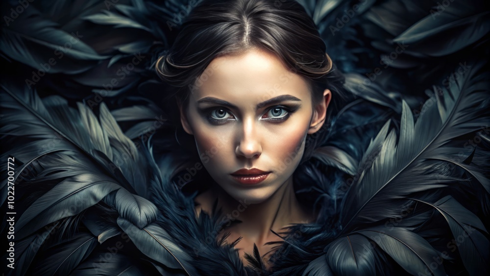Black Feather Texture Portrait Photography for Elegant and Mysterious Aesthetics Black Feather Texture Portrait Photography for Elegant and Mysterious Aesthetics